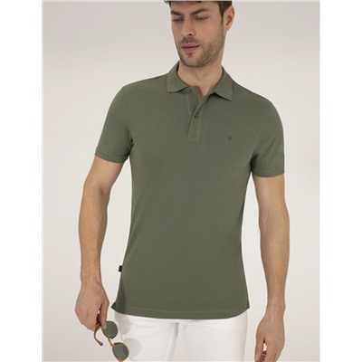 Haki Slim Fit  Polo Yaka Basic Tişört