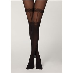Longuette-Strumpfhose in Strumpfhalter-Optik