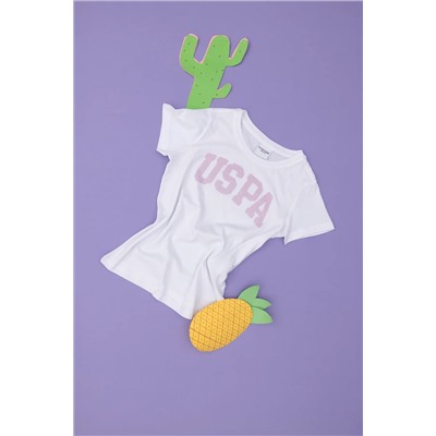 U.S. Polo Assn., Kız Çocuk Beyaz Bisiklet Yaka Basic Tişört 50283360-VR013