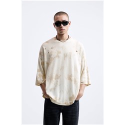 TIE-DYE RIPPED KNIT T-SHIRT