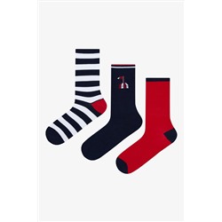 Penti, Erkek Stripe 3lü Çok Renkli Soket Çorap