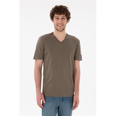 Erkek Regular Fit  V Yaka Vizon Basic Tişört