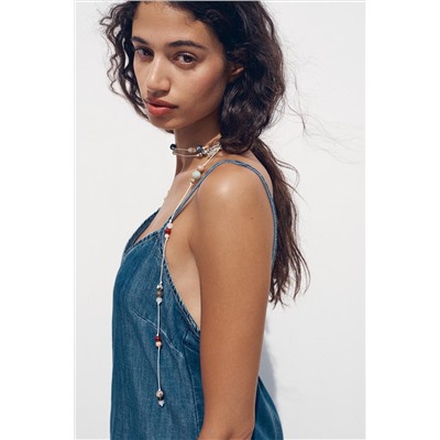 Z1975 DENIM STRAPPY MIDI DRESS