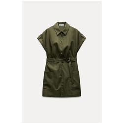 LINEN-BLEND MINI SHIRT DRESS