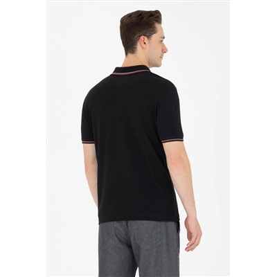 Erkek Siyah Basic Polo Yaka Tişört