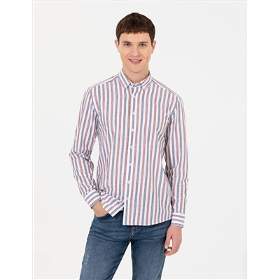 Turuncu Slim Fit Uzun Kollu Gömlek