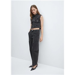 Jeans slouchy cargo tiro medio