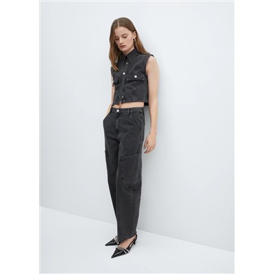 Jeans slouchy cargo tiro medio