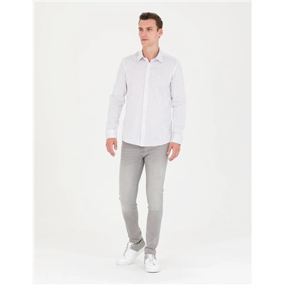 Lacivert Slim Fit Uzun Kollu Gömlek