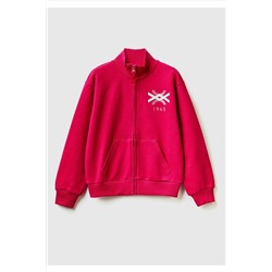 United Colors of BenettonKız Çocuk YESIL Slogan Baskılı Dik Yaka Sweatshirt Fuşya