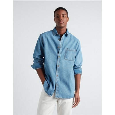 Pocket Denim Shirt, Men, Blue