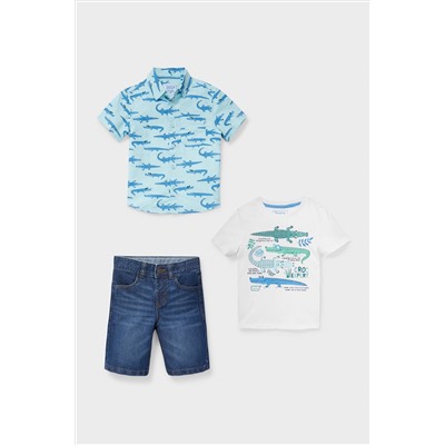 Set - Hemd, Kurzarmshirt und Jeansshorts