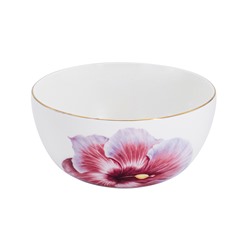 Салатник, 14х7 см, 750 мл, фарфор F, белый, с золотистым кантом, Гибискус, Flowers, 60503