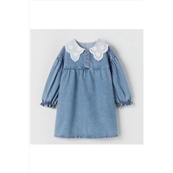 OliveYouMom Beyaz Yakalı Denim / Kot Elbise olvktelbs