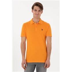 Erkek Slim Fit Polo Yaka Turuncu Basic Tişört