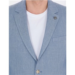 Açık Mavi Ex. Slim Fit Keten Karışımlı Ceket