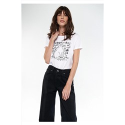 Mavi Kedi Baskılı Beyaz Tişört Slim Fit / Dar Kesim 1611196-620