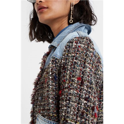Cazadora bomber tweed y denim