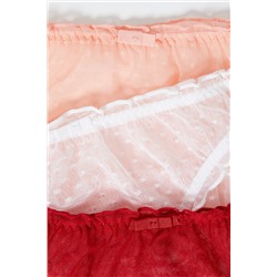 3 braguita Pluma Rosa, blanco y rojo
