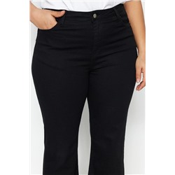 Solmayan Siyah Yüksek Bel Comfort Kısa Paça Culotte Fit Jeans TBBSS23AR00014