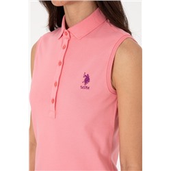 Kadın Pembe Kolsuz Polo Yaka Mini Boy Örme Elbise