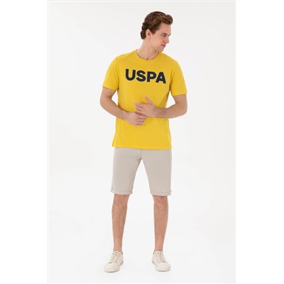 Erkek Regular Fit Bisiklet Yaka Koyu Sarı Basic Tişört