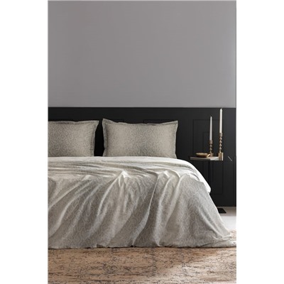 Elaine King Size %100 Pamuk Baskılı Saten Nevresim Takımı - Taş