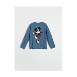 Langarm-T-Shirt mit Druck Mickey Mouse