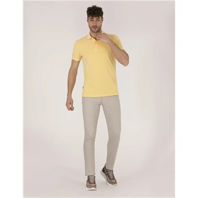 Açık Sarı Slim Fit Polo Yaka Tişört