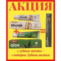 АКЦИЯ АНТАБАКС  2 Зубные пасты: Дневная(Сивак)и Ночная(Алое) + 1 зубная щетка в Подарок