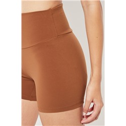 Mallas cortas cintura alta - Camel