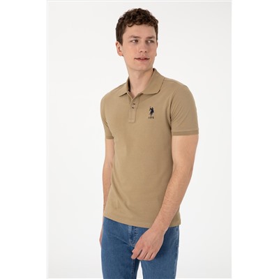 Erkek Slim Fit Polo Yaka Haki Basic Tişört
