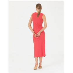 Fuşya Slim Fit Örme Elbise