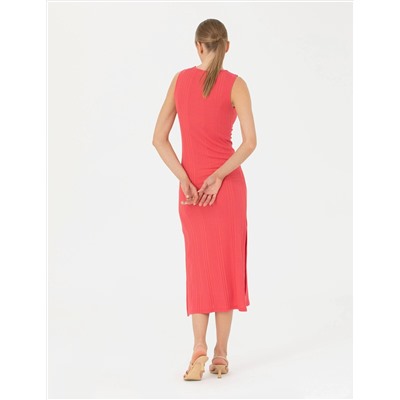 Fuşya Slim Fit Örme Elbise