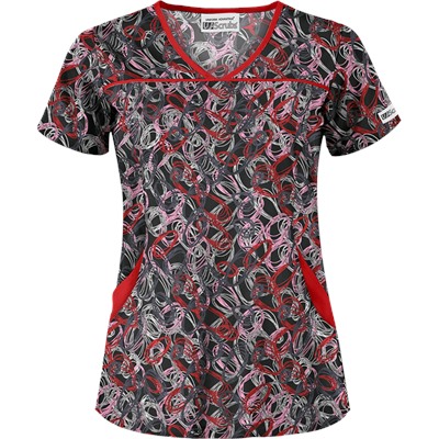 UA Twister Black Print Scrub Top