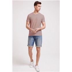 Lee Cooper Erkek Haines O Yaka Çizgili T-Shirt Kırmızı-Ekru Çizgili 202 LCM 242067