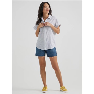 Women's Short Sleeve Stripe Utility Shirt