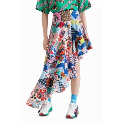 Falda asimétrica patchwork Johnson Hartig