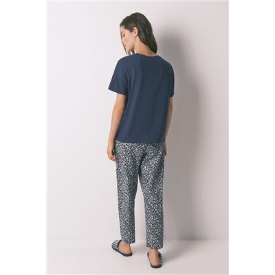 Pijama Capri 100% algodón Smiley azul