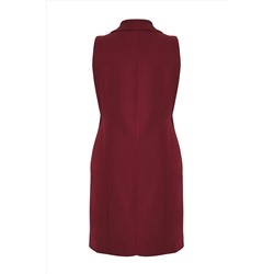 Bordo Düz Kruvaze Dokuma Elbise TBBSS23AH00254