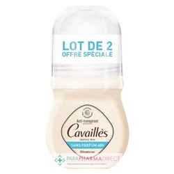Cavaillès - Sans Parfum 48H - Effet Extra-Sec - Déodorant Roll-On 2x50 mlLot  × 2