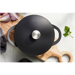 Кастрюля, 24 см, 4,2 л, с крышкой, с покрытием, алюминий, черная, Agile, 62965