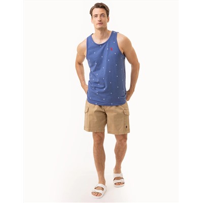 ALL OVER ANCHOR PRINT JERSEY MUSCLE TANK