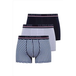 U.S. Polo Assn. Erkek Lacivert - Mavi Melanj - Indigo 3 Lü Boxer 82009
