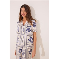 Pijama camisero satén estampado flores