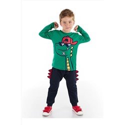 DenokidsGözlüklü Dino Erkek Çocuk T-shirt Pantolon Takım