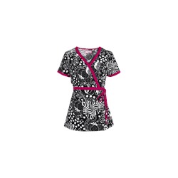 koi Scrubs Succulent Floral Mock Wrap Print Top