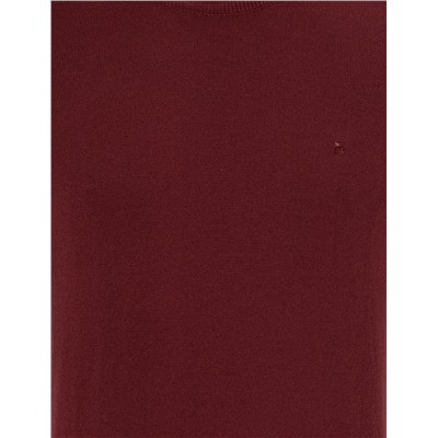Bordo Slim Fit Bisiklet Yaka Basic Triko Kazak