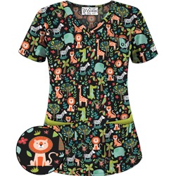 UA Day At The Zoo Black Print Scrub Top