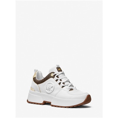 MICHAEL MICHAEL KORS Cosmo Logo and Faux Leather Trainer